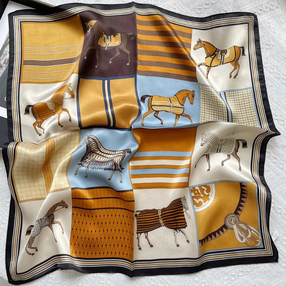 100% Pure Mulberry Silk Square Scarf Fashionable and Versatile High-end Silk Scarf 12 Momme Single Sided Printing 68x68CM
