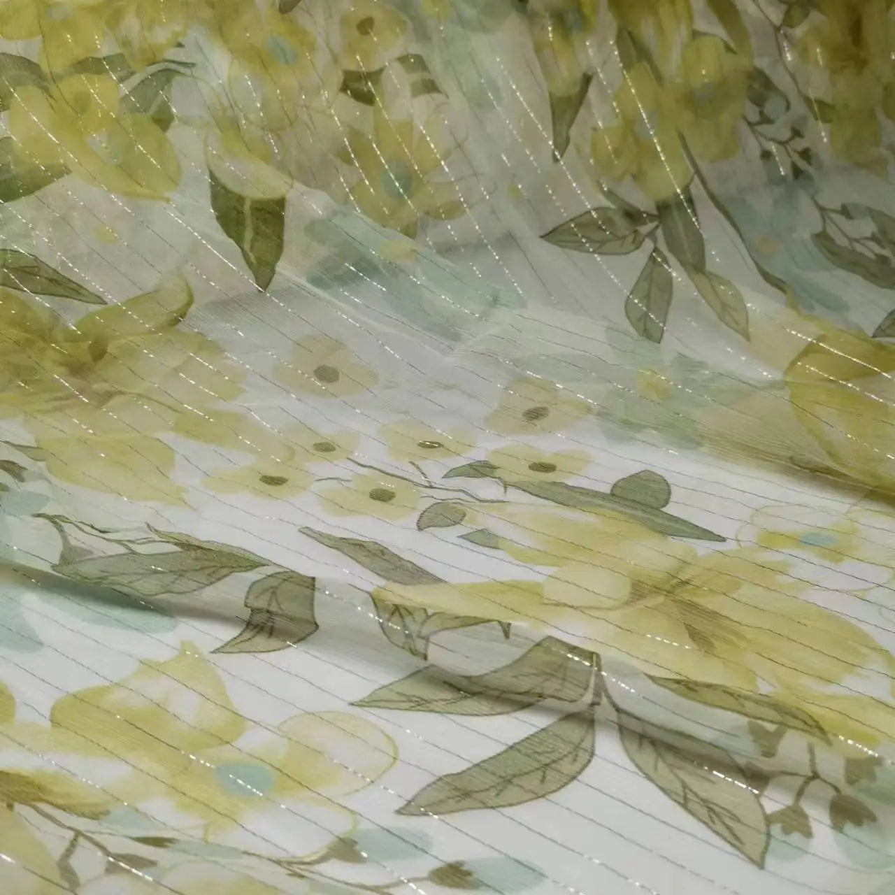 Floral Mulberry Silk Fabric Soft Silk Silver Metallic Jacquard DIY Cloth Dress Scarf Material