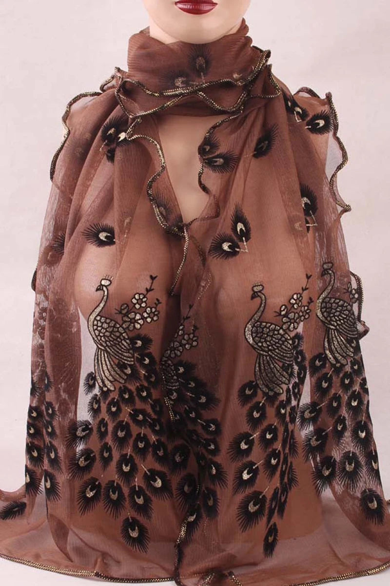 1PCS 190*40CM Women Lady's Silk Scarves Shawl Stole Peacock Scarf Transparent Long Fashion Chiffon Soft Wrap