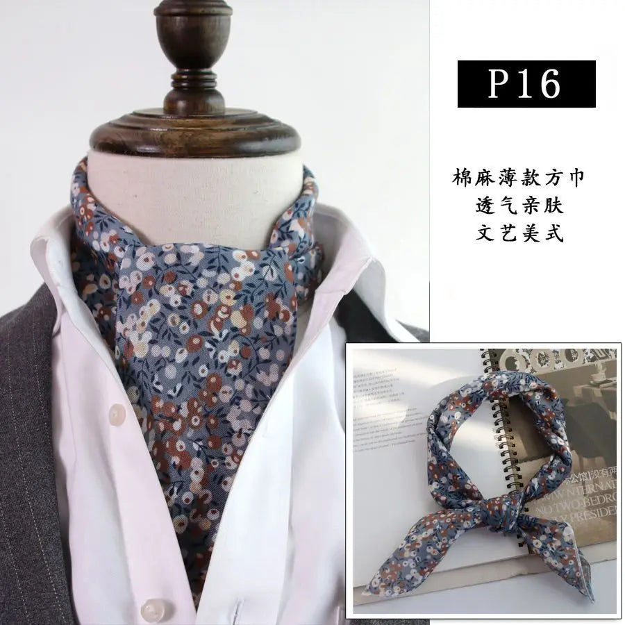 Japanese-Style American Casual Artistic Style Versatile Men's Scarf Leather Ring Small Scarf Hip Hop Style Wrist Towel 60