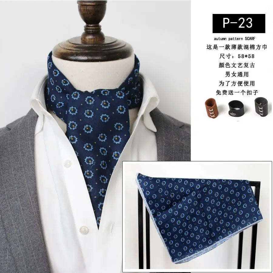 Japanese-Style American Casual Artistic Style Versatile Men's Scarf Leather Ring Small Scarf Hip Hop Style Wrist Towel 60