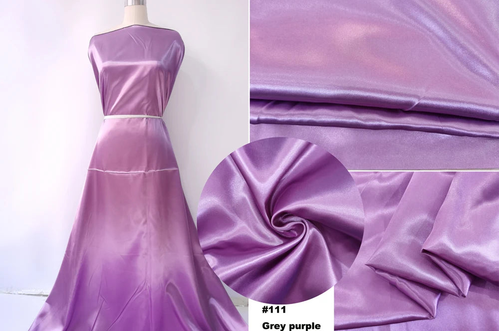 Solid Satin 58" Wide | 1Meter | 2Meters | 5Meters | Silky Charmeuse Scarf Craft DIY Fabric Purple