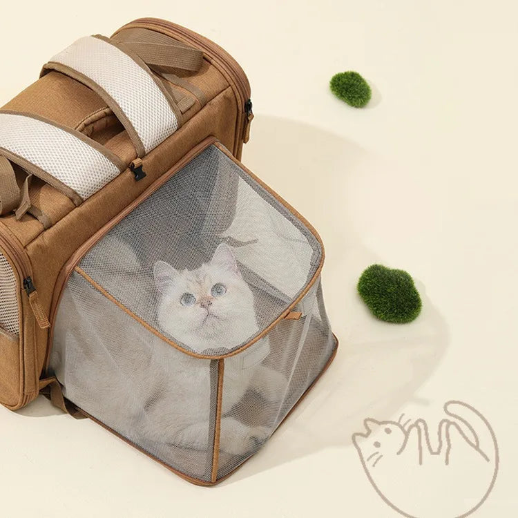 Pet supplies, cat bag, expandable, breathable, convenient for going out, large space, small dog backpack, large empty cabin