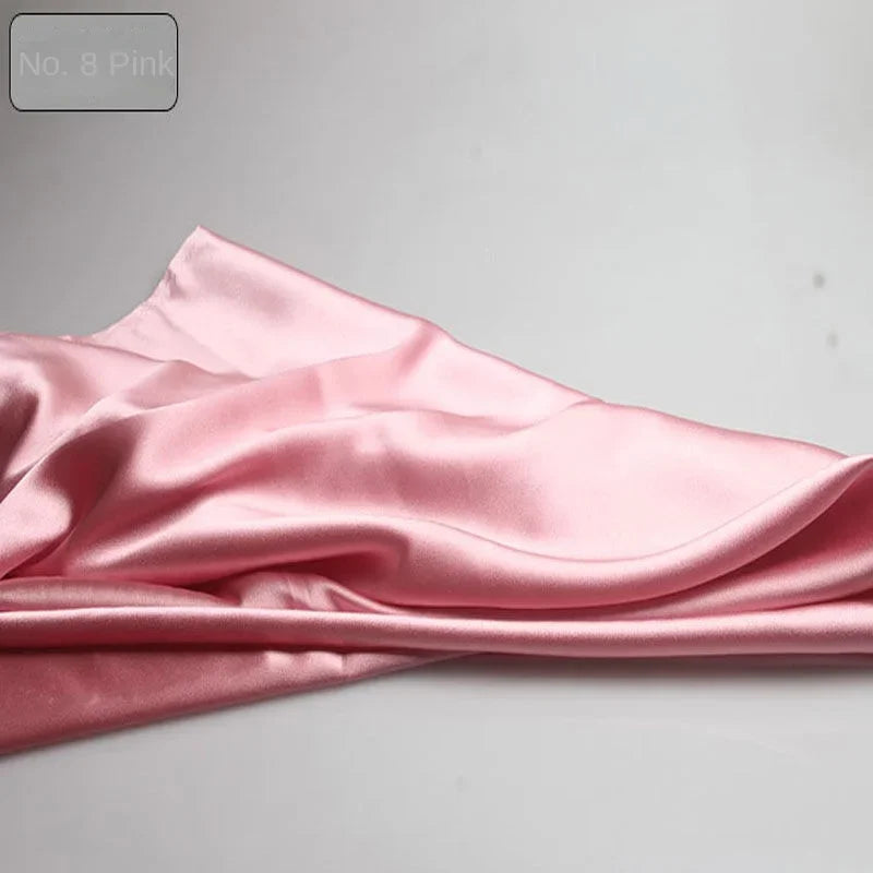 Satin Fabric By The Meter for Sewing Clothing Dress Cheongsam Shirt Pajamas Diy Soft Comfortable Smooth Thin Summer Black White