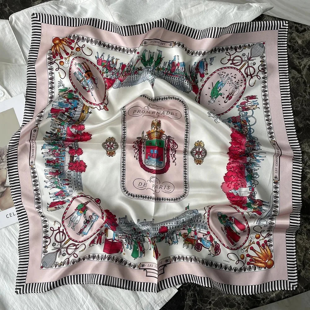 100% Pure Mulberry Silk Square Scarf Fashionable and Versatile High-end Silk Scarf 12 Momme Single Sided Printing 68x68CM