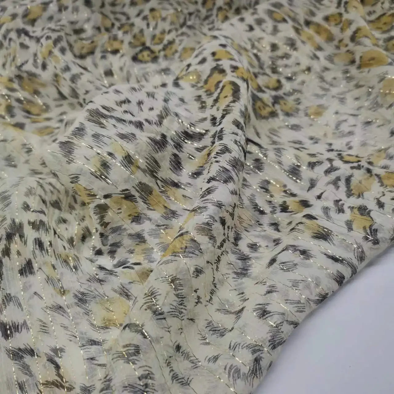Floral Mulberry Silk Fabric Soft Silk Silver Metallic Jacquard DIY Cloth Dress Scarf Material