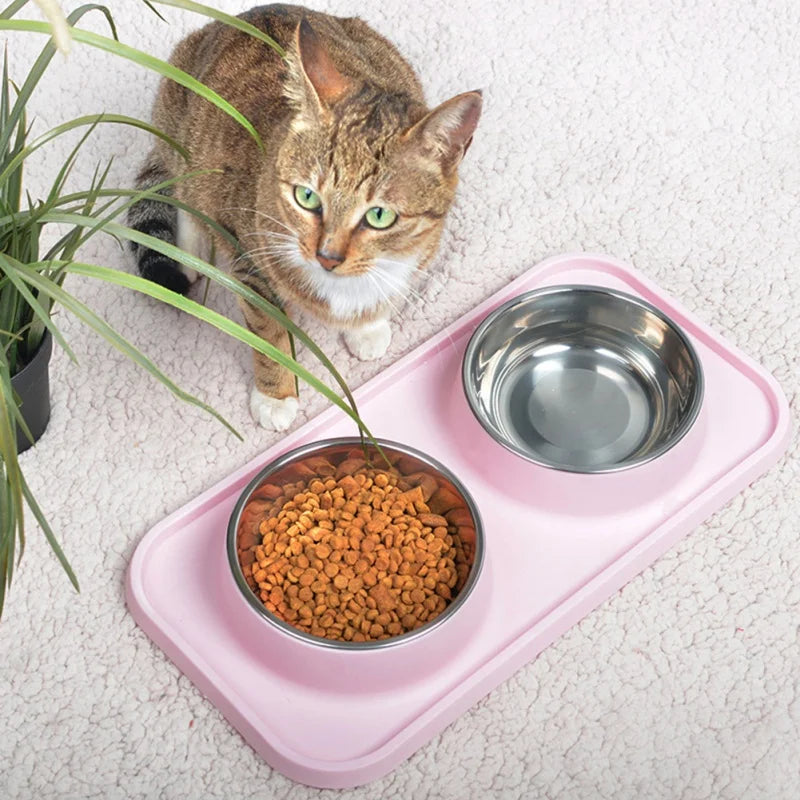 Dog Bowls Stainless Steel Dog Bowl With No Spill Dog Food Bowl Non-Slip Mat Feeder Bowls Pet Bowl For Dogs Cats