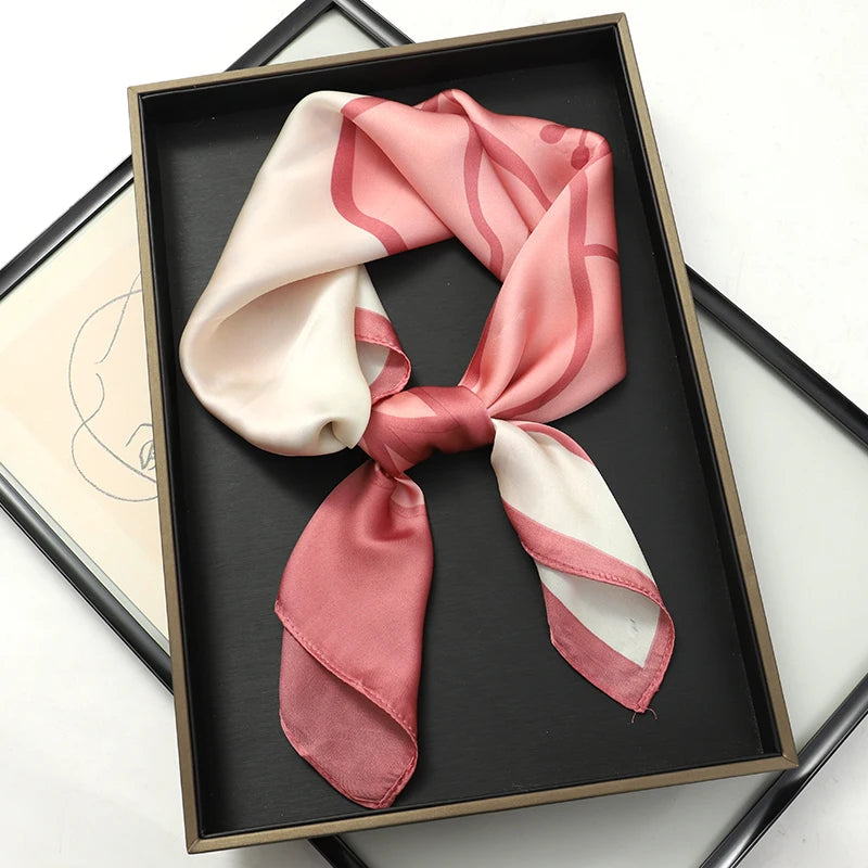 2025 New Fashion 70X70cmPrinted Women's Scarf Pashmina Silk Scarf Square Shawl Decorative Headband Neck Luxury Design Bandana