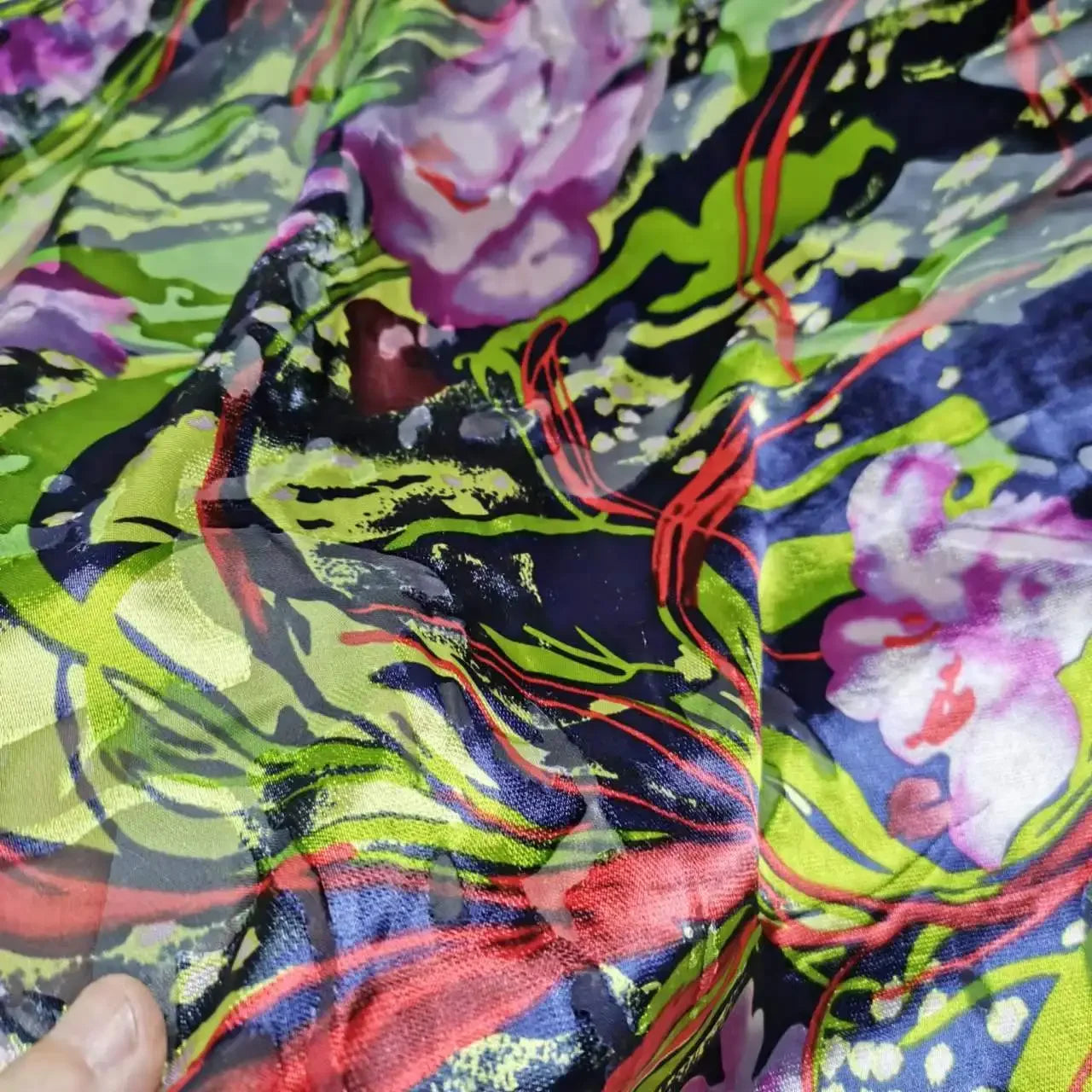Floral Mulberry Silk Fabric Soft Silk Silver Metallic Jacquard DIY Cloth Dress Scarf Material