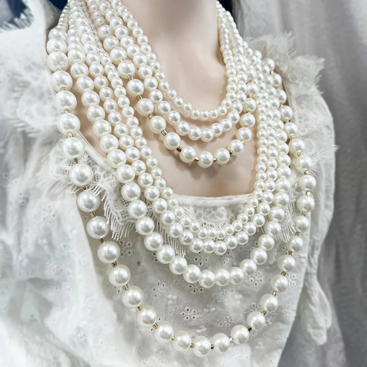 New Multi - Layered Faux Pearl Beaded Necklace Chic Luxury Versatile Accessory Elegant Layered Design Trendy Statement Jewelry