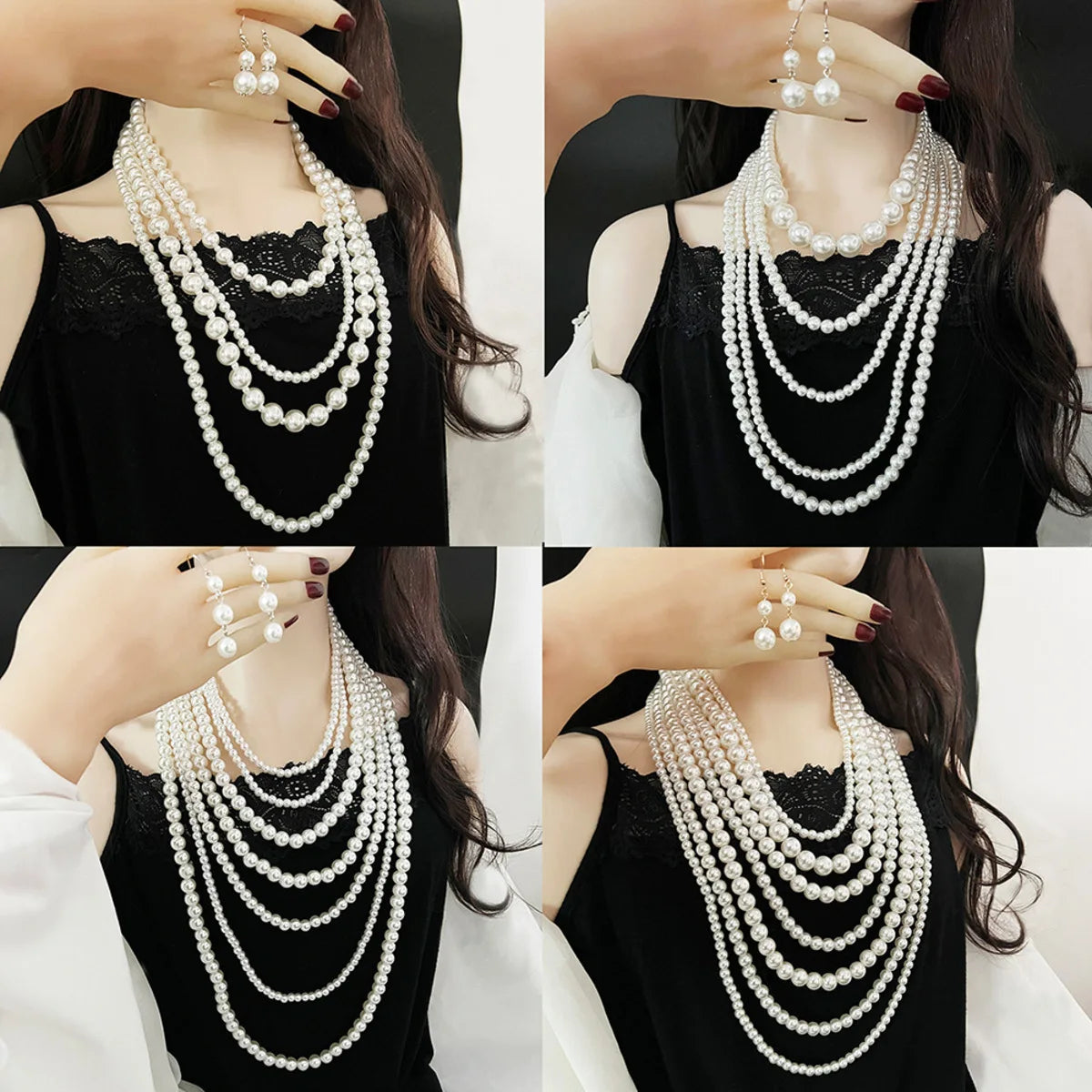 New Multi - Layered Faux Pearl Beaded Necklace Chic Luxury Versatile Accessory Elegant Layered Design Trendy Statement Jewelry
