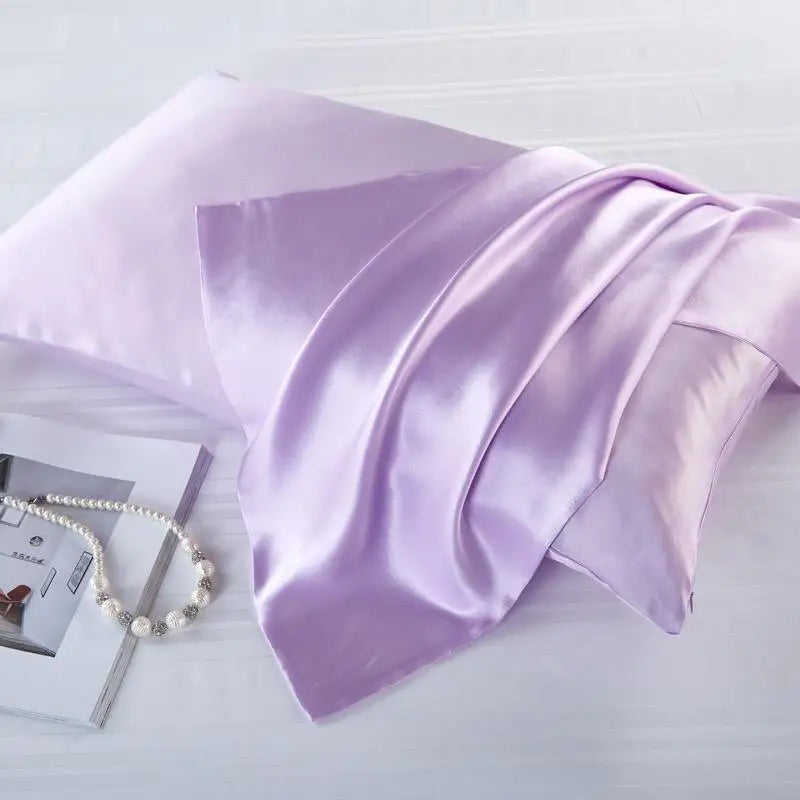 22 Momme 100%silk Pillowcase Set  Pure Throw Silk Satin Pillow Case for Woman