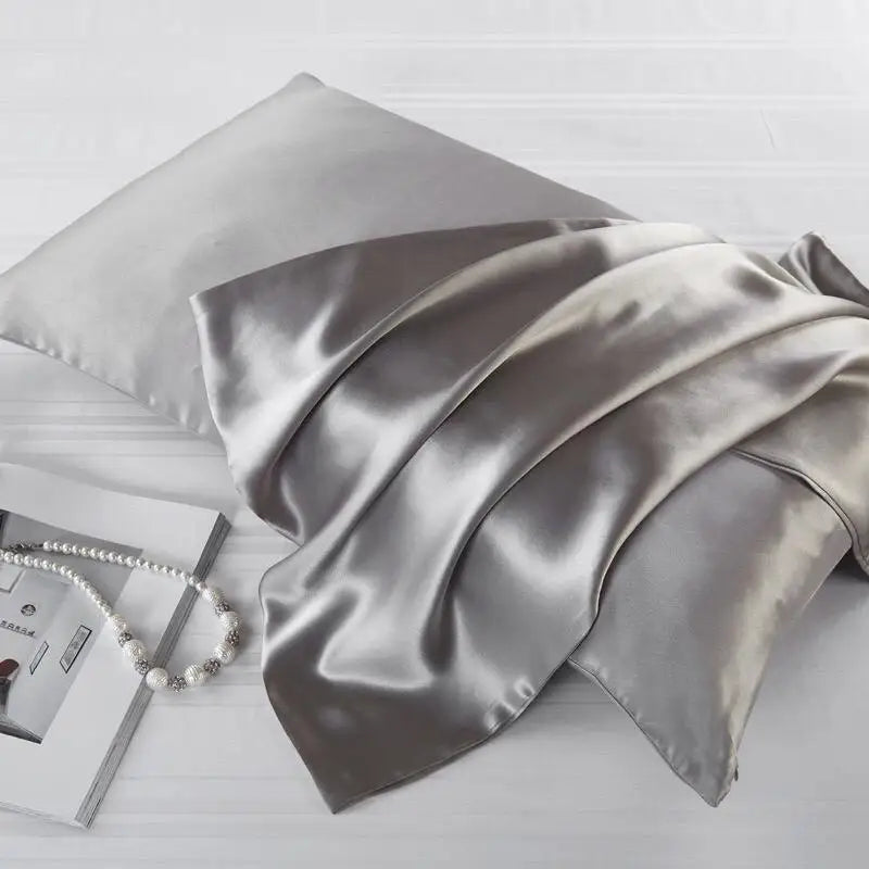 22 Momme 100%silk Pillowcase Set  Pure Throw Silk Satin Pillow Case for Woman