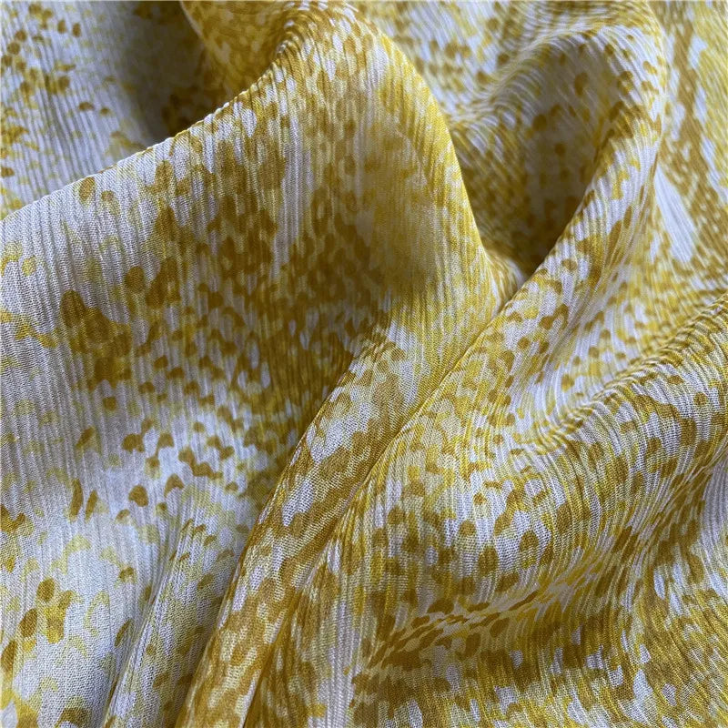 Floral Mulberry Silk Fabric Soft Silk Silver Metallic Jacquard DIY Cloth Dress Scarf Material