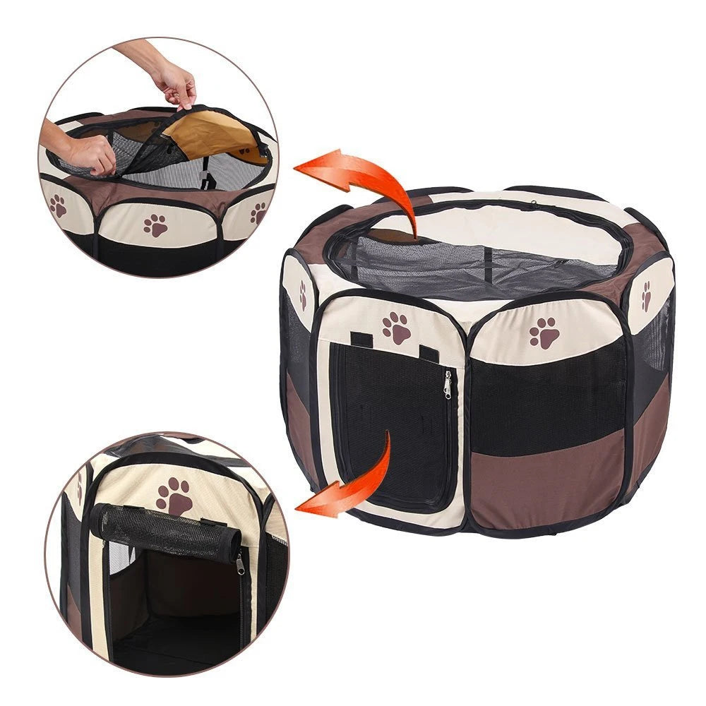 Portable Foldable Kennel Octagonal Fence Pet Tent Puppy Shelter Easy To Use Outdoor Easy Operation Large Dog Cages Cat Fences