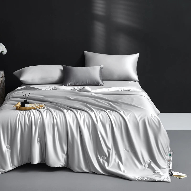 Silk Quilt, 100% Muberry Silk Fill Summer Quilt/Duvet/Blanket/Comforter, Lightweight Breathable Pure Silk Quilt for All Season