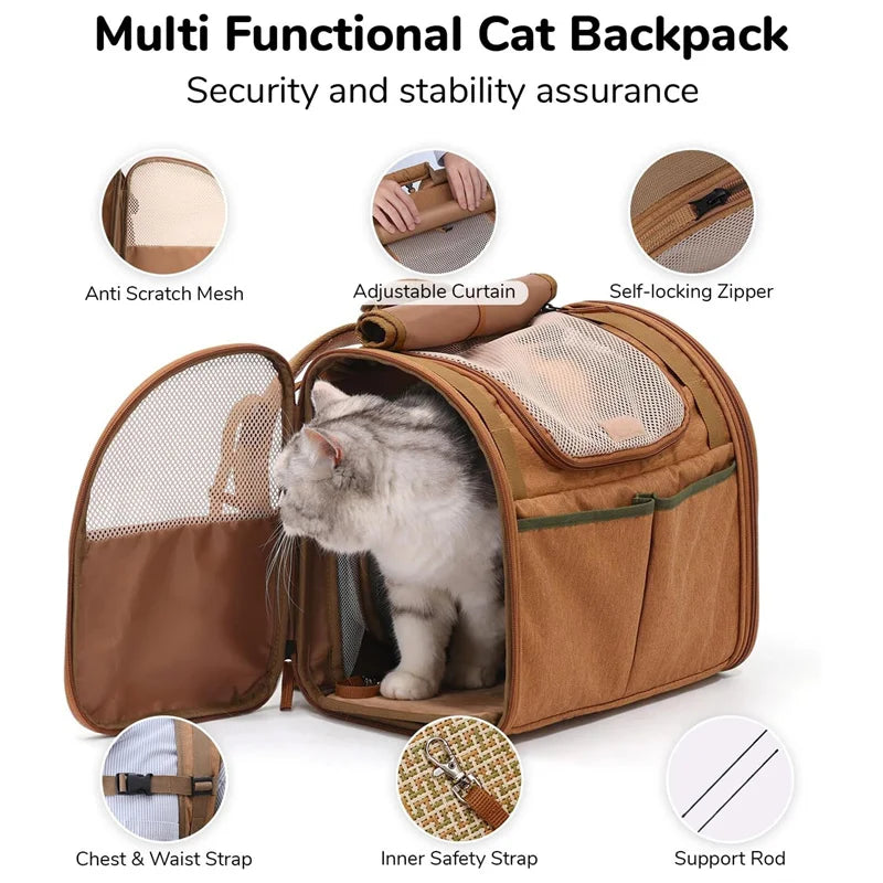 Pet supplies, cat bag, expandable, breathable, convenient for going out, large space, small dog backpack, large empty cabin