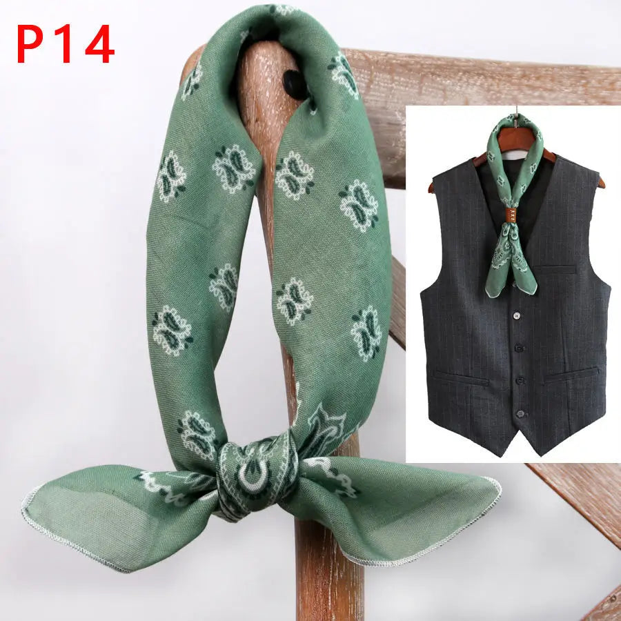 Japanese-Style  American Casual Artistic Style Versatile Men's Scarf Leather Ring Small Scarf Hip Hop Style Wrist Towel 60