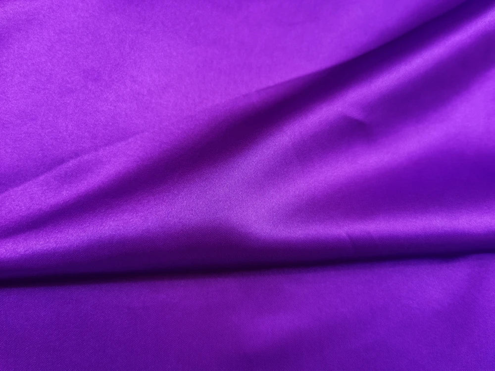 Solid Satin 58" Wide | 1Meter | 2Meters | 5Meters | Silky Charmeuse Scarf Craft DIY Fabric Purple