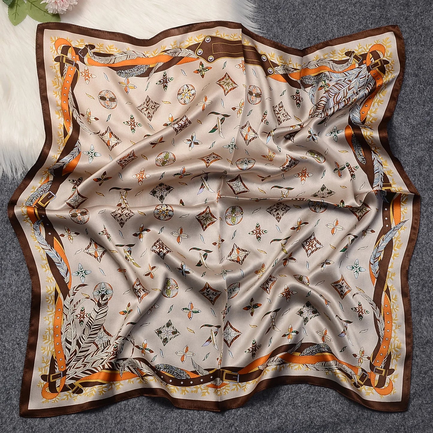 100% Pure Mulberry Silk Square Scarf  Fashionable and Versatile High-end Silk Scarf  12 Momme Single Sided Printing 68x68CM