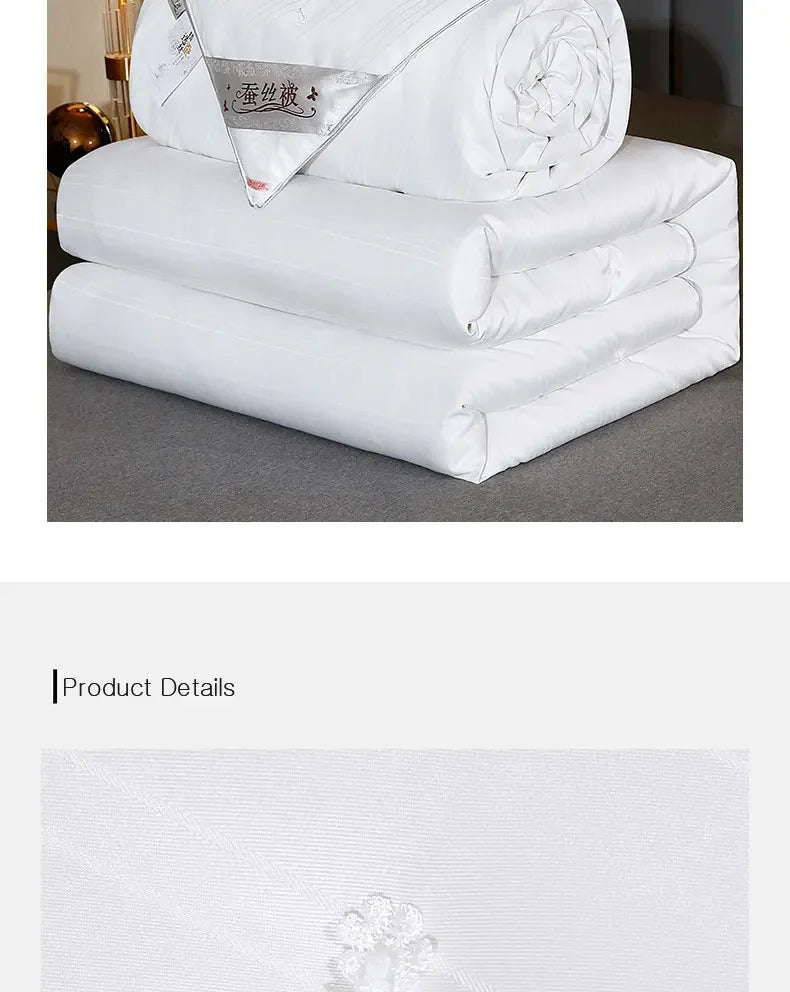 Mulberry Silk Quilt is 100% natural silk filling in all seasons. It is portable, breathable and luxurious