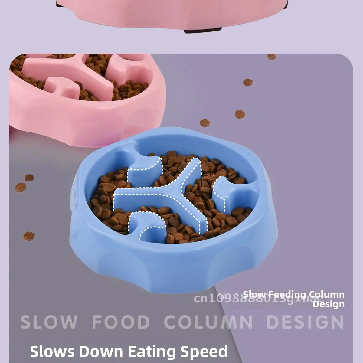 Anti-Overturning Slow Food Bowl for Dogs And Cats Puppy Pet Supplies round Design Anti-Choking PP Material Wholesale