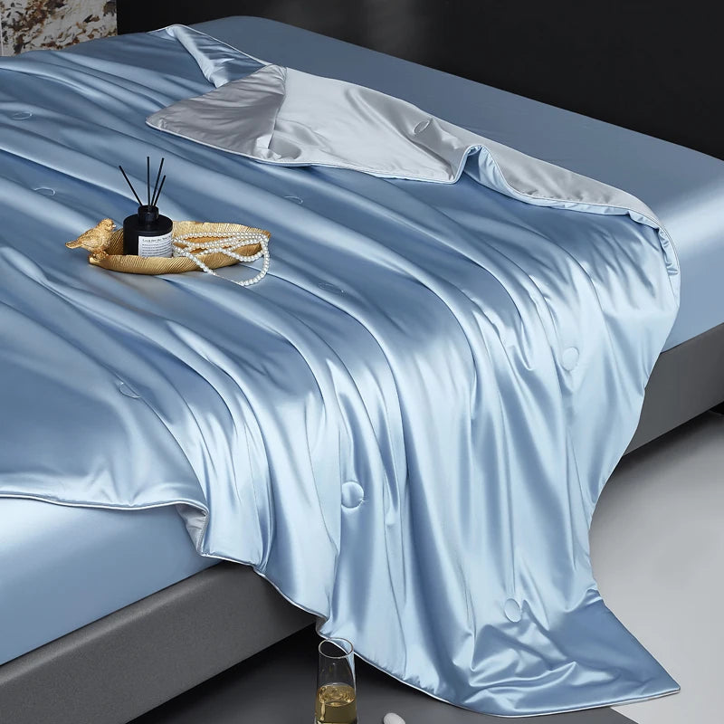 Silk Quilt, 100% Muberry Silk Fill Summer Quilt/Duvet/Blanket/Comforter, Lightweight Breathable Pure Silk Quilt for All Season