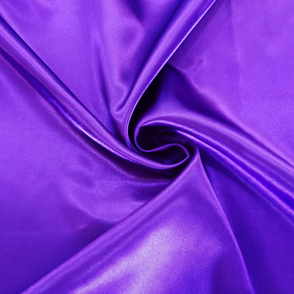 Solid Satin 58" Wide | 1Meter | 2Meters | 5Meters | Silky Charmeuse Scarf Craft DIY Fabric Purple