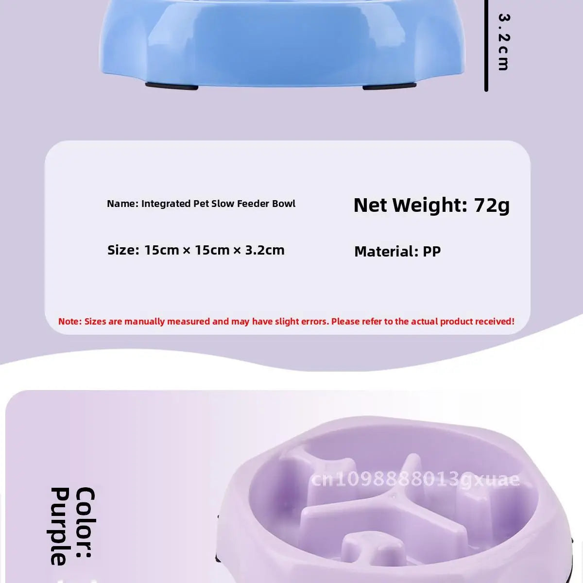 Anti-Overturning Slow Food Bowl for Dogs And Cats Puppy Pet Supplies round Design Anti-Choking PP Material Wholesale