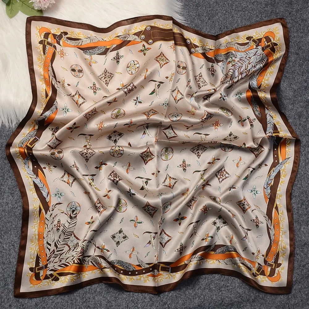 100% Pure Mulberry Silk Square Scarf  Fashionable and Versatile High-end Silk Scarf  12 Momme Single Sided Printing 68x68CM