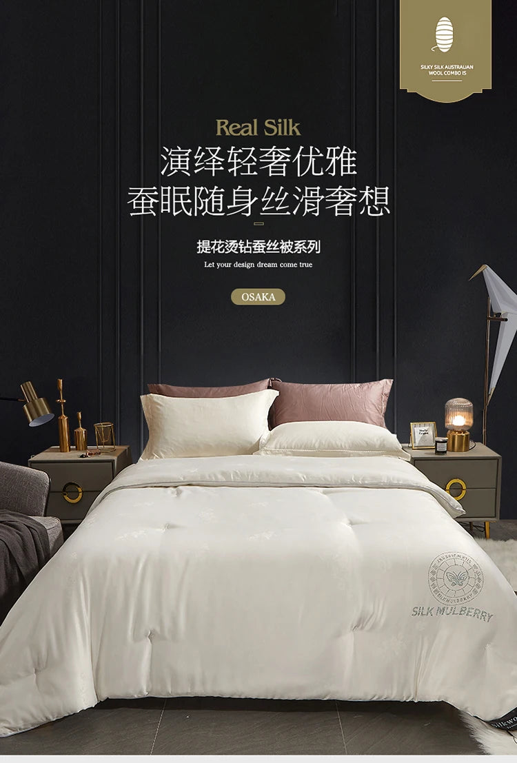 Genuine silk quilt 100% mulberry silk luxury warm quilt spring autumn winter quilt single double comforter silk quilt core