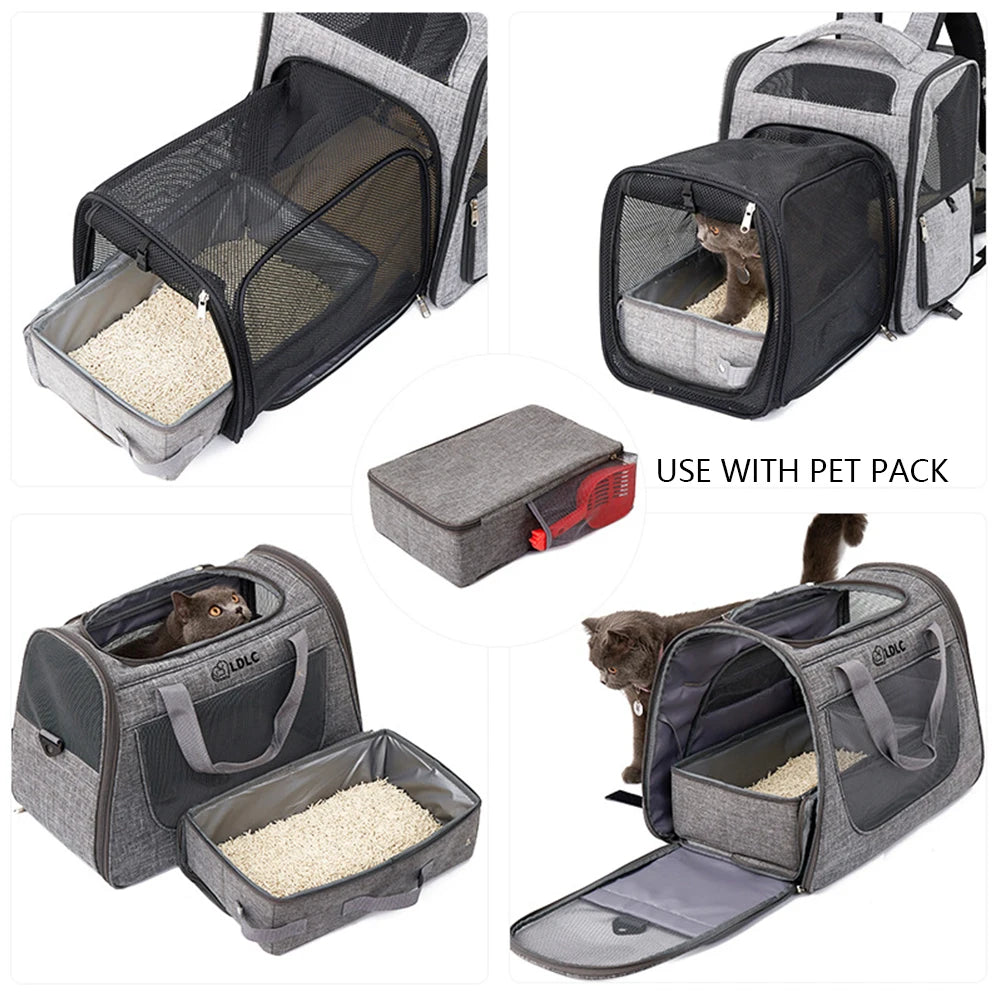 Foldable Car Pet Litter Boxes Oxford Cloth Rectangular Travel Cat Bedpans Portable Waterproof with Shovel Reusable Pet Supplies