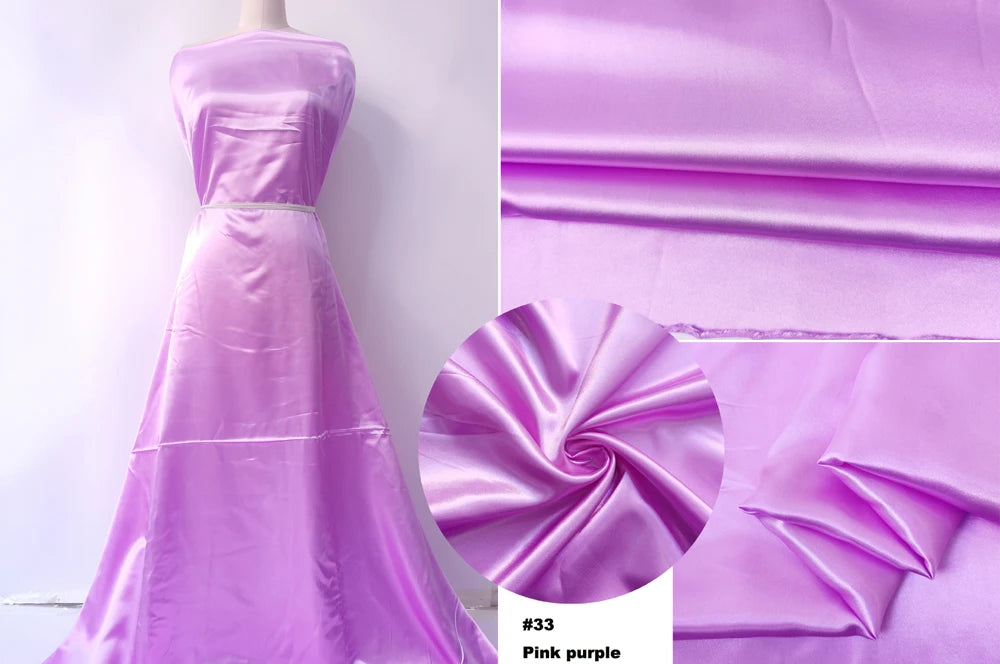 Solid Satin 58" Wide | 1Meter | 2Meters | 5Meters | Silky Charmeuse Scarf Craft DIY Fabric Purple