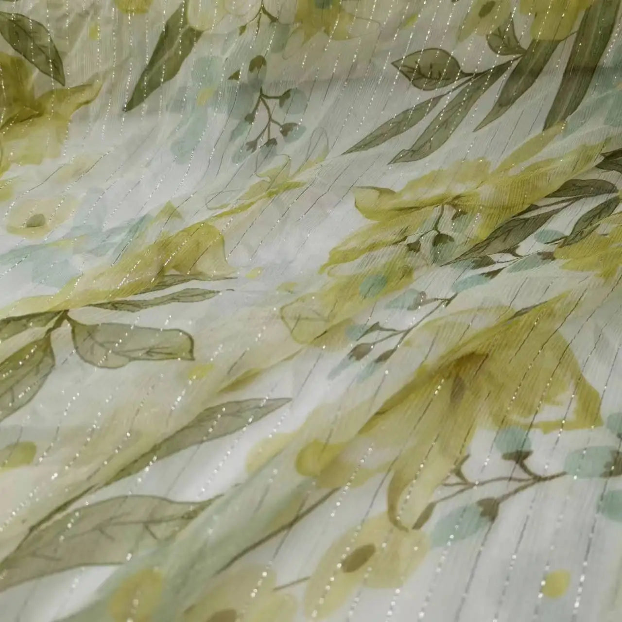 Floral Mulberry Silk Fabric Soft Silk Silver Metallic Jacquard DIY Cloth Dress Scarf Material