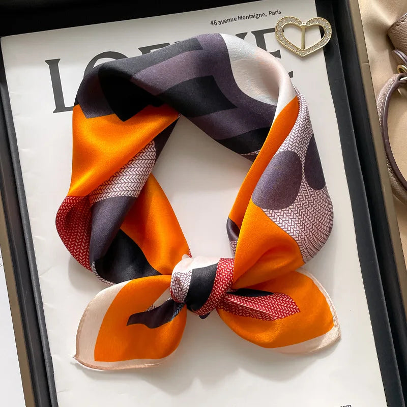 100% silk mulberry  scarf small square women's versatile new foreign style fashion  high-end autumn 53CM