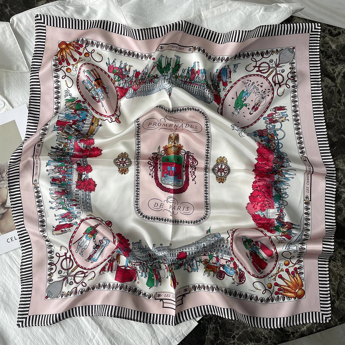 100% Pure Mulberry Silk Square Scarf  Fashionable and Versatile High-end Silk Scarf  12 Momme Single Sided Printing 68x68CM