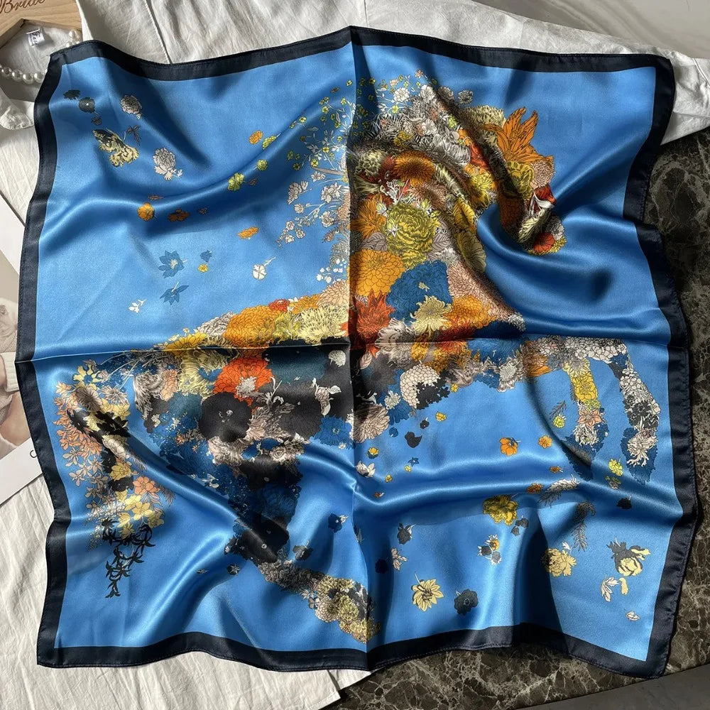 100% Pure Mulberry Silk Square Scarf  Fashionable and Versatile High-end Silk Scarf  12 Momme Single Sided Printing 68x68CM