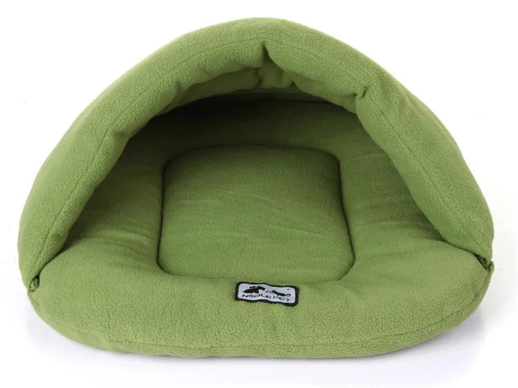 Pet Dog Cave Bed Thick Fleece Warm Soft Slipper Shape Beds for Puppy Cats Tent Sleeping Mats Winter Pets Indoor Triangle Nest