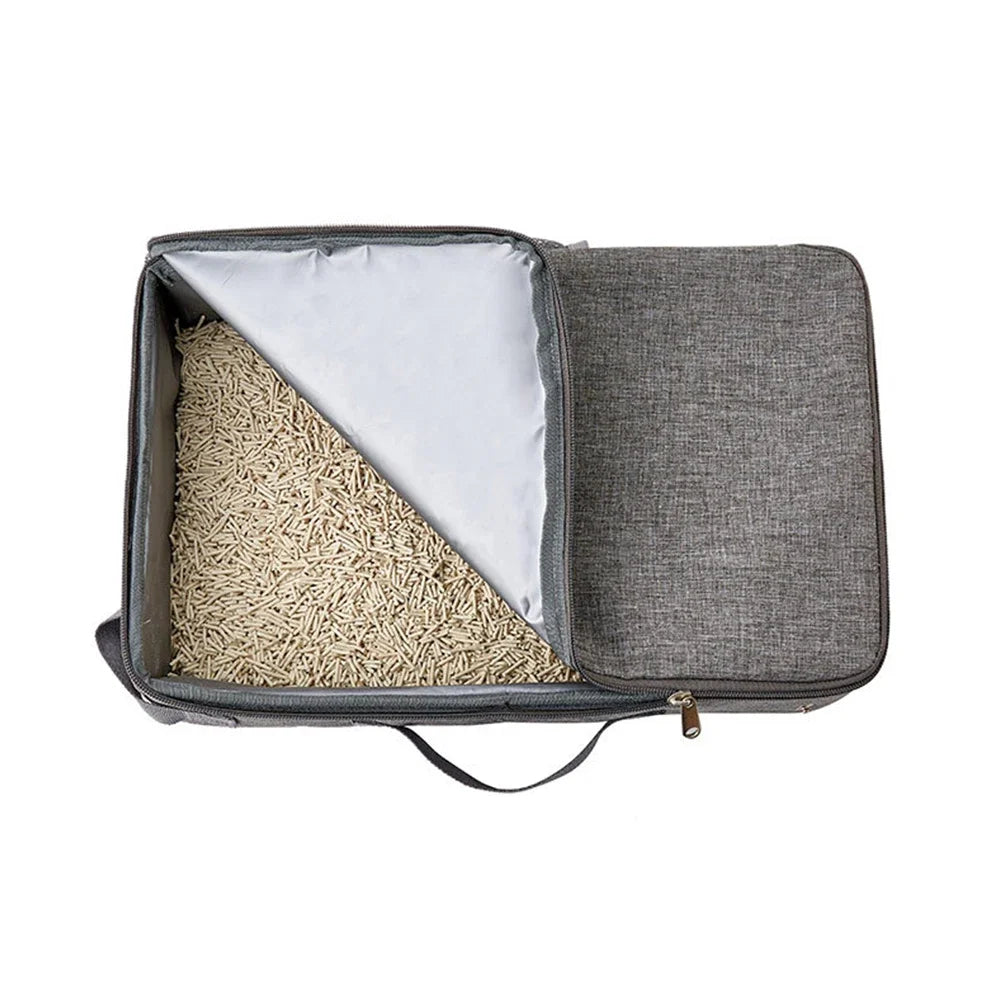 Foldable Car Pet Litter Boxes Oxford Cloth Rectangular Travel Cat Bedpans Portable Waterproof with Shovel Reusable Pet Supplies
