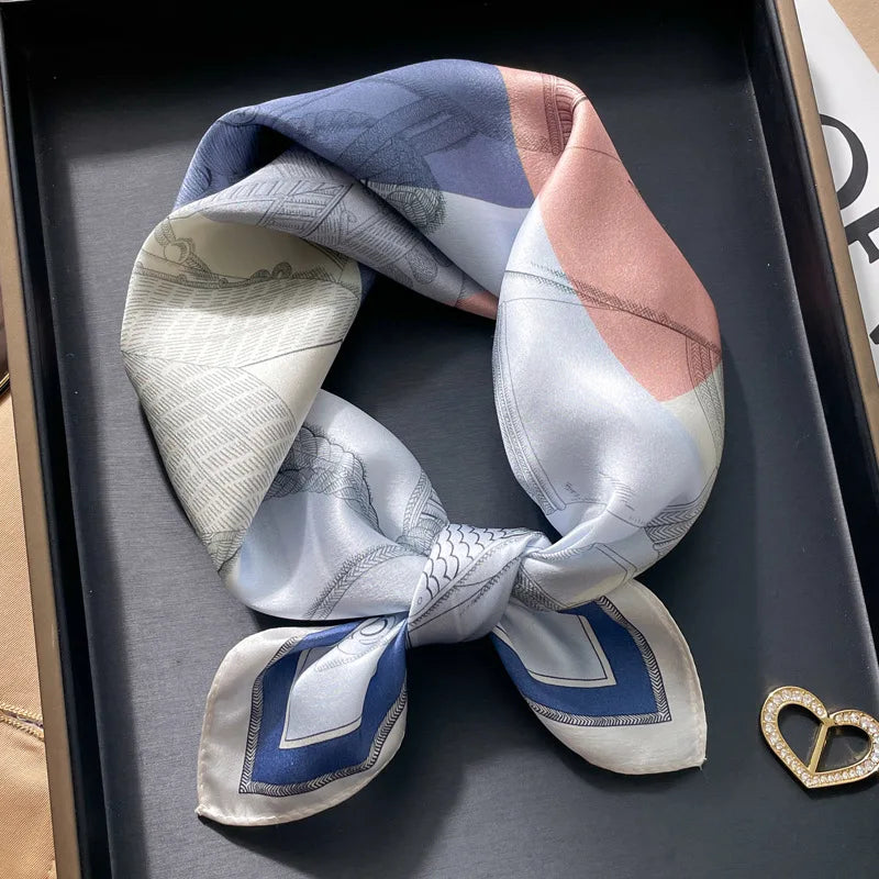 100% silk mulberry  scarf small square women's versatile new foreign style fashion  high-end autumn 53CM