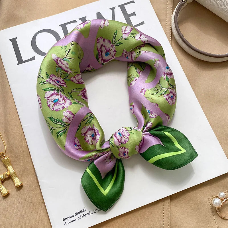 100% silk mulberry  scarf small square women's versatile new foreign style fashion  high-end autumn 53CM