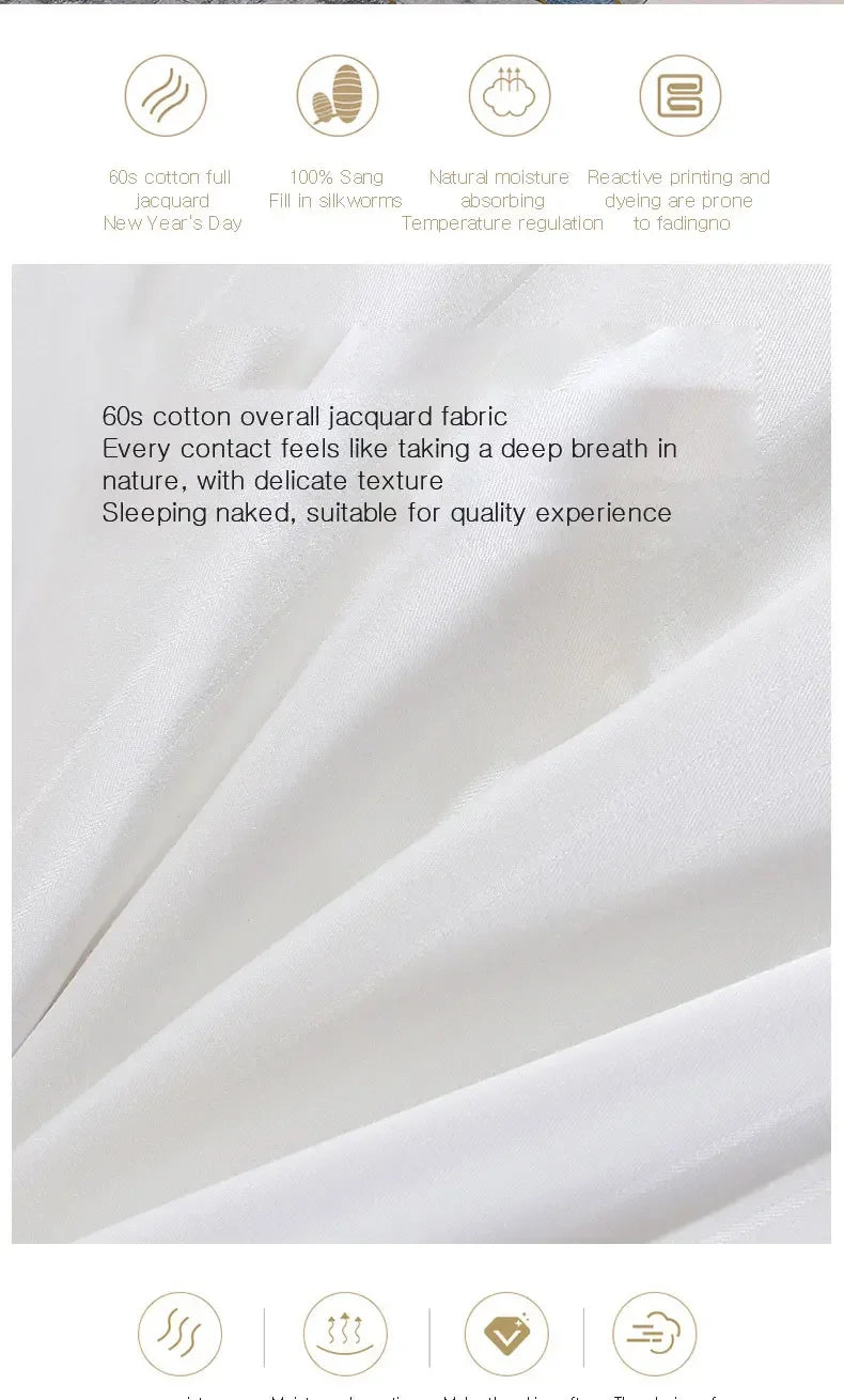 Mulberry Silk Quilt is 100% natural silk filling in all seasons. It is portable, breathable and luxurious