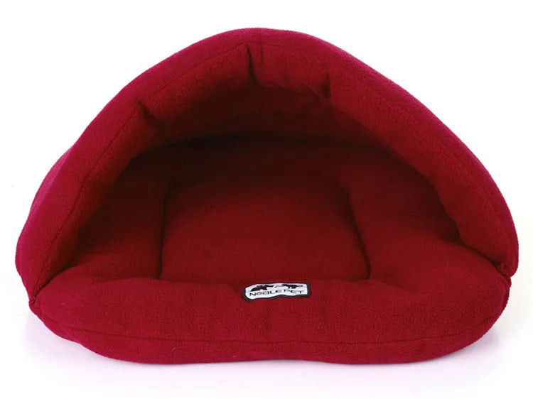 Pet Dog Cave Bed Thick Fleece Warm Soft Slipper Shape Beds for Puppy Cats Tent Sleeping Mats Winter Pets Indoor Triangle Nest
