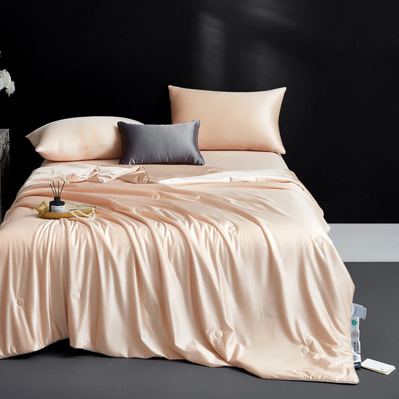 Silk Quilt, 100% Muberry Silk Fill Summer Quilt/Duvet/Blanket/Comforter, Lightweight Breathable Pure Silk Quilt for All Season