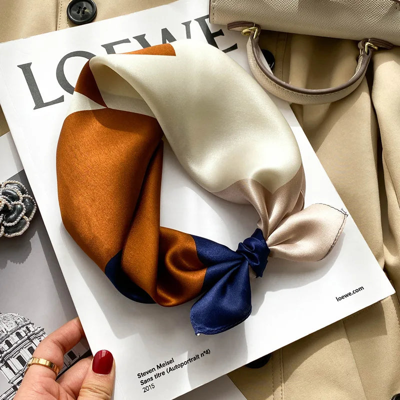 100% silk mulberry  scarf small square women's versatile new foreign style fashion  high-end autumn 53CM