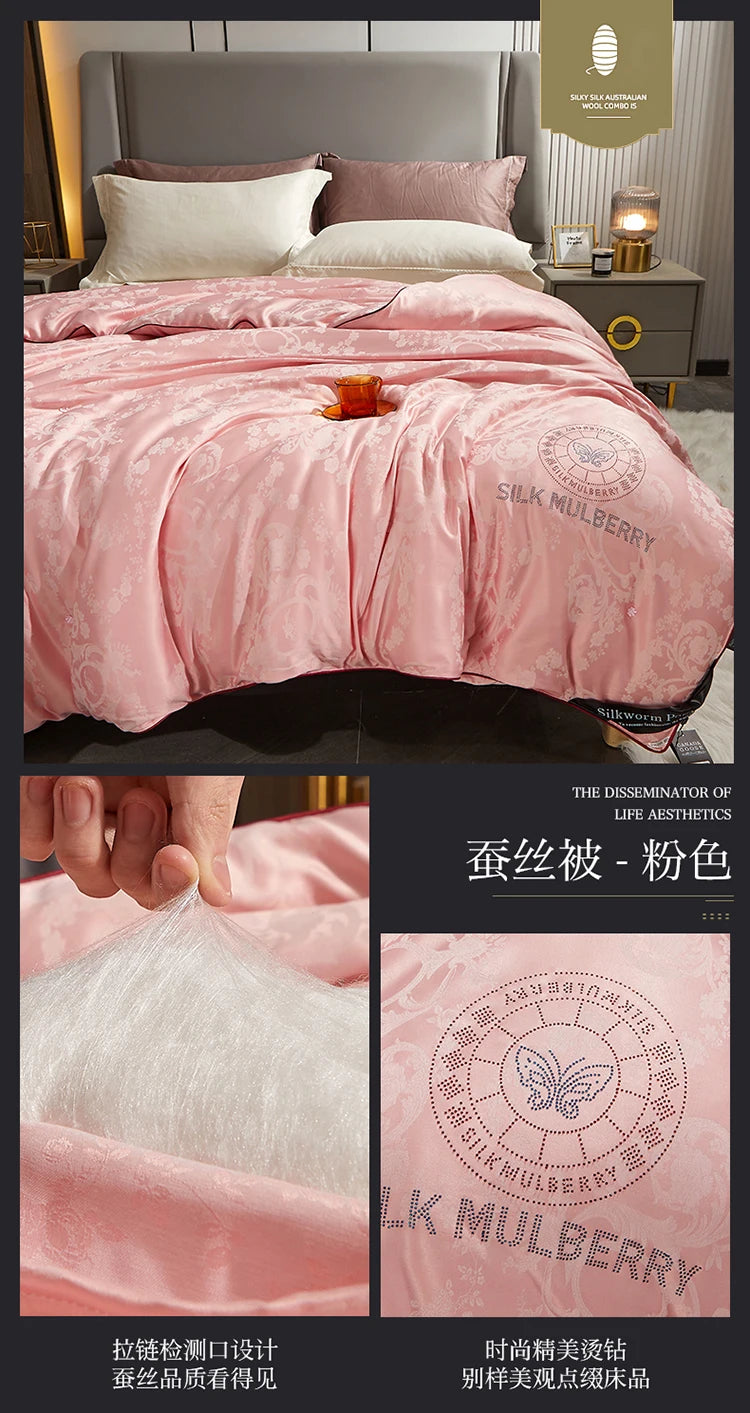 Genuine silk quilt 100% mulberry silk luxury warm quilt spring autumn winter quilt single double comforter silk quilt core