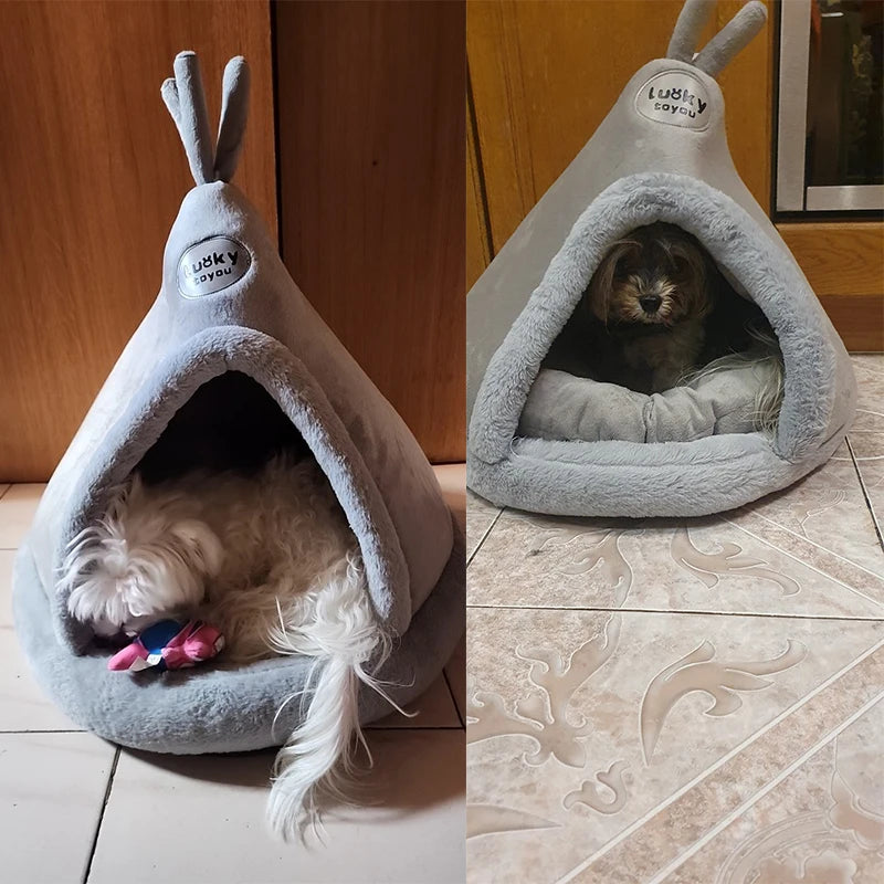Pet Cat Cave House Foldable Tent Soft Dog Bed Mongolian Yurts Cute Kennel Nest Small Animals Puppy Chihuahua House With Mat