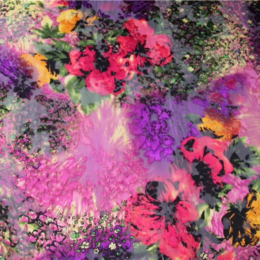 Floral Mulberry Silk Fabric Soft Silk Silver Metallic Jacquard DIY Cloth Dress Scarf Material