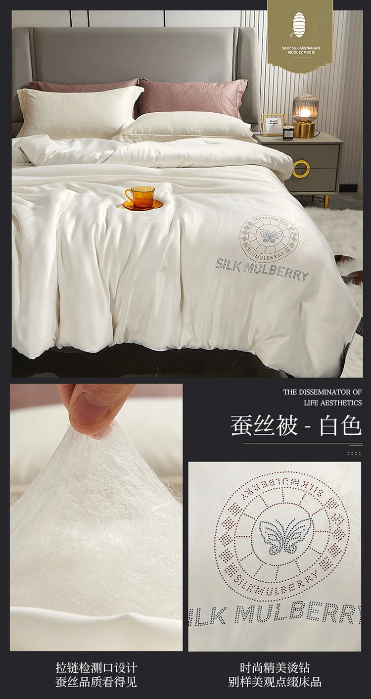 Genuine silk quilt 100% mulberry silk luxury warm quilt spring autumn winter quilt single double comforter silk quilt core