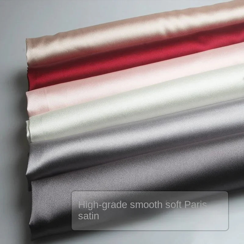 Satin Fabric By The Meter for Sewing Clothing Dress Cheongsam Shirt Pajamas Diy Soft Comfortable Smooth Thin Summer Black White